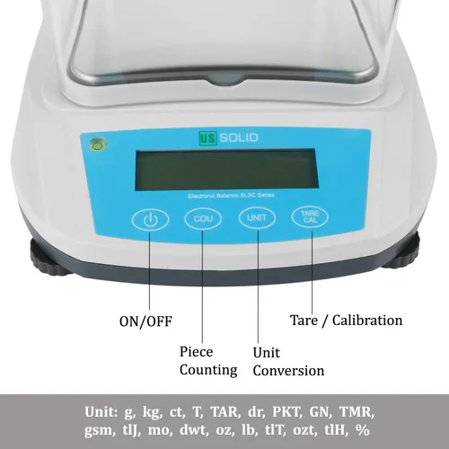 Vista 3 de U.S. Solid Báscula de laboratorio de precisión de 21.16 oz x 0.00 oz- Balanza analítica de alta precisión con interfaz USB y RS232, escudo de tiro