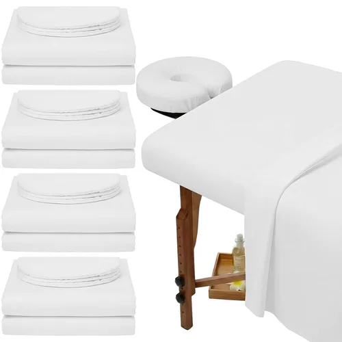 Vista 14 de Oudain Juego de 4 sábanas de microfibra suave para mesa de masaje de 3 piezas, incluye sábana encimera de masaje, sábana bajera ajustable y funda