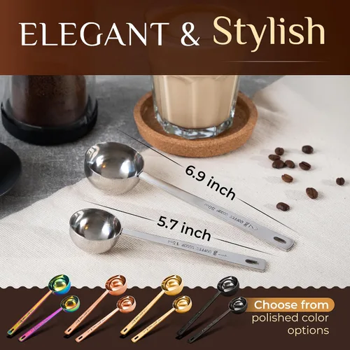 Vista 6 de Orblue Juego Premium de Cucharas para Café - 1 Cucharada (15ml) y 2 Cucharadas (30ml) Cuchara Medidora - Cuchara Medidora de Café de Acero