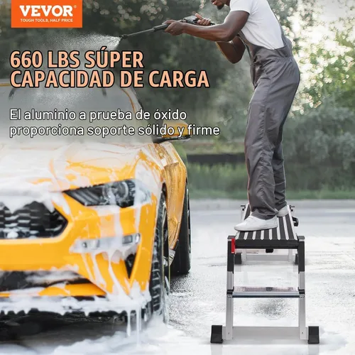 Vista 2 de VEVOR Plataforma de Trabajo Plegable, Escalera Taburete de Paneles de Yeso de Aluminio de 40x12x20 Pulgadas, Capacidad de Carga de 660 lbs Banco