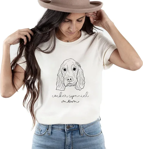 Vista 4 de Verita Culture Cocker Spaniel Mama Graphic T-Shirt Women Dog Mom Owner Gift T-Shirt New Puppy Adoption T Shirt White