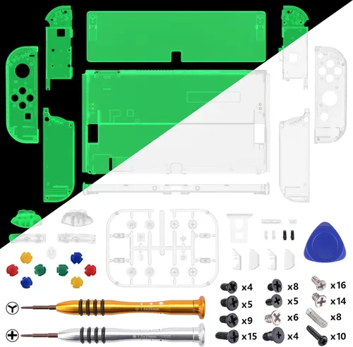 Vista 62 de eXtremeRate DIY Full Set Shell for Nintendo Switch OLED, Replacement Console Back Plate & Kickstand, Custom NS Controller Housing with Full Set