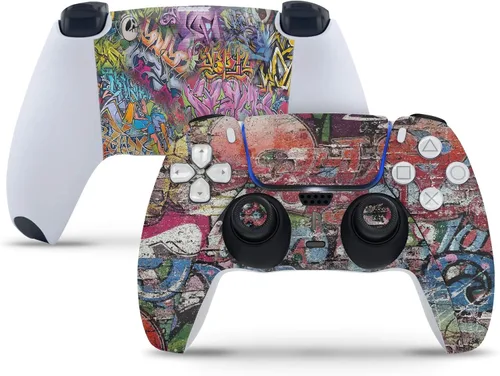 Vista 6 de GNG PS5 - Calcomanía de vinilo para consola digital con diseño de graffiti + 2 fundas para controladores