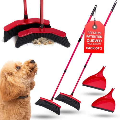 Vista 10 de Da Vinci - Juego combinado de escoba con recogedor, cabeza curvada de 16 pulgadas 52" adjustable telescopic handle, soft PVC bristles, indoor