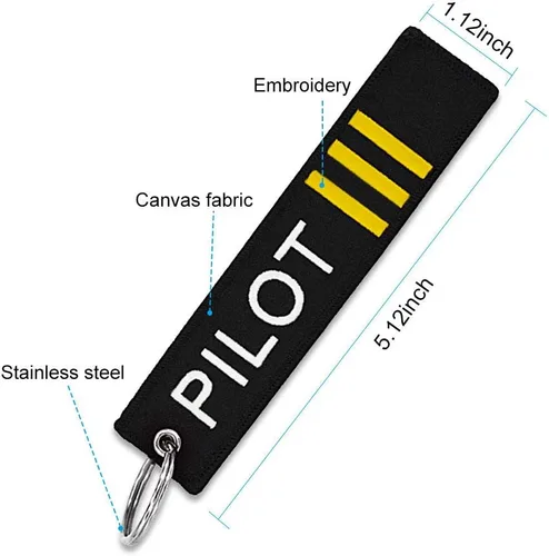 Vista 4 de MELIFE Llavero de piloto con llavero, paquete de 3 llaveros de bandera para motocicletas, scooters, autos y regalos (primer oficial), Pilot 3 Strip