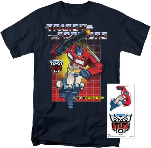 Vista 2 de Camiseta y pegatinas Transformers Optimus Prime, Optimus Prime, Azul marino