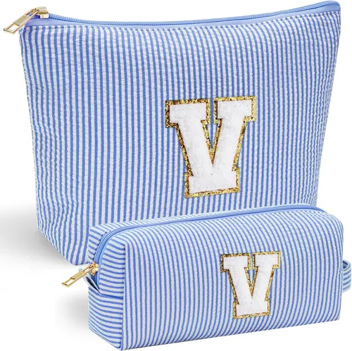 Vista 76 de YOOLIFE Regalos del Día de la Madre para Mujeres, Bolsa de Maquillaje con Iniciales, Bolsa de Maquillaje para Viaje, Bolsa de Maquillaje Negro