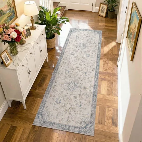 Vista 29 de jinchan Alfombra vintage de 2 x 3 pies para entrada, lavable, diseño floral romántico, tapete pequeño antideslizante, tapete ligero de bajo perfil