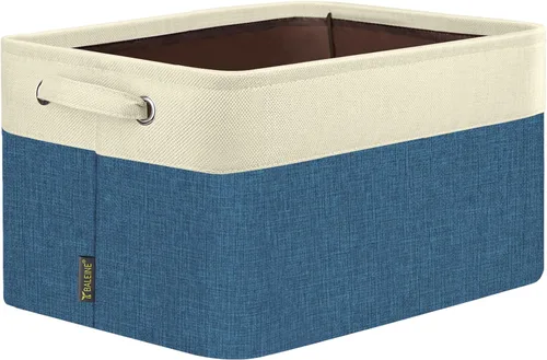Vista 26 de BALEINE 1 paquete de contenedores de almacenamiento de tela para estantes, cestas de almacenamiento de lino para organizar, contenedores decorativos