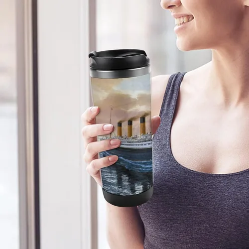 Vista 5 de Retro Titanic Famous Old Historic - Botella de agua de acero inoxidable con aislamiento reutilizable, doble pared, vaso de viaje para café y jugo