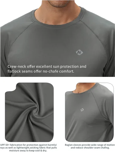 Vista 5 de NAVISKIN Camisas de protección contra erupciones para hombre, camisetas de natación FPU 50+ con protección solar ultravioleta, camisas de manga
