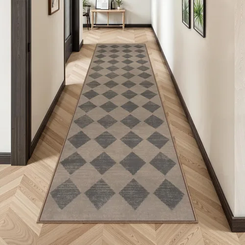Vista 19 de Lahome - Tapete con diseño de entramado marroquí, a cuadros, pequeño, suave y antideslizante, moderno, resistente a las manchas, para puerta Negro