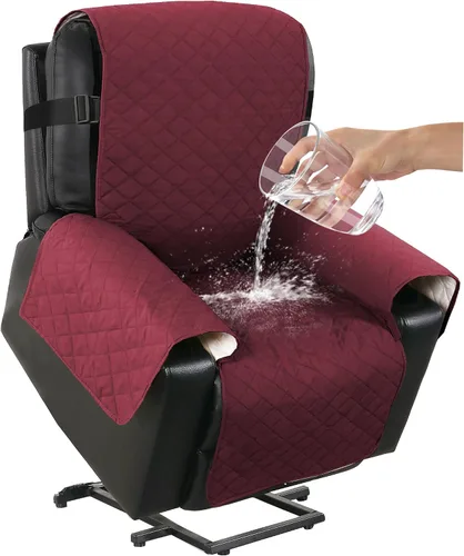 Vista 14 de Turquoize Funda reclinable 100% impermeable para ancianos, fundas reclinables antideslizantes para sillas reclinables de elevación eléctrica Marrón