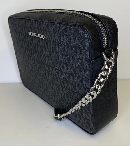 Vista 6 de Michael Kors Bolso cruzado Jet Set para mujer Signature Mk Negro