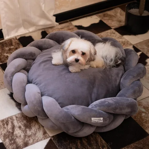 Vista 8 de CHEERPALS Cama Tejida para Gatos de Interior, Linda Cama para Mascotas con Almohadón Lavable Cama Esponjosa para Perros Pequeños (Gris Oscuro)