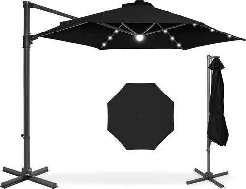 Vista 40 de Best Choice Products Sombrilla de Patio de Mercado Colgante Descentrada con LED Solar de 10 pies para Patio Trasero, Junto a la Piscina, Césped