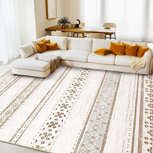 Vista 14 de BESTSWEETIE Alfombras de área de 2 x 3 pies para sala de estar, lavables, marroquíes, rústicas, geométricas neutrales, de pelo bajo