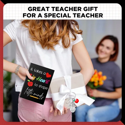 Vista 3 de Juego de regalo de agradecimiento al maestro, planificador inspirador y llavero para maestros con inicial para regalo de graduación del día