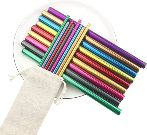Vista 4 de Gugrida Pajitas de metal de acero inoxidable de 8.5 pulgadas, reutilizables, juego de 3 popotes – Cepillo de limpieza de color ultra largo
