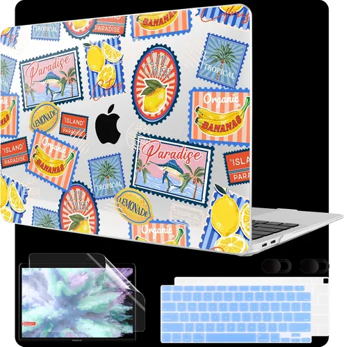 Vista 34 de MEEgoodo Funda para MacBook Air de 13 pulgadas 2021 2020 2019 2018 lanzada A2337 M1 A2179 A1932 con Touch ID, carcasa rígida de plástico y cubierta