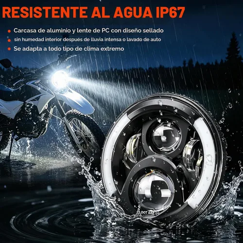 Vista 7 de Faros Delanteros LED de 7 Pulgadas con Aprobación DOT para Proyector Daymaker 2880lm Chip CREE & Philips para Harley Davidson, Faro-2