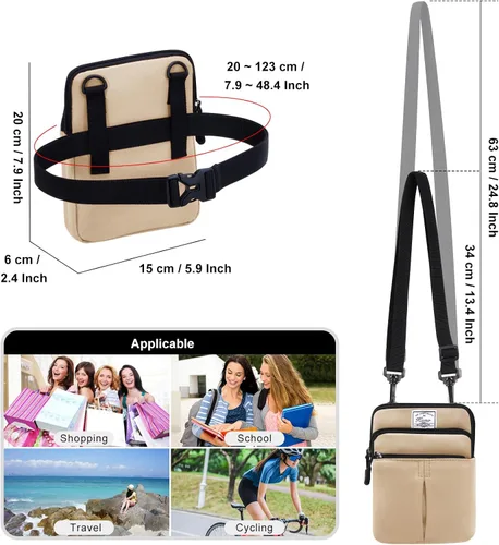 Vista 3 de Kamo Bolso Multifuncional para Teléfono de Un Solo Hombro, Bolso de Cintura para Teléfono, Bolso Diagonal Cruzado, Estuche para Teléfono Inteligente