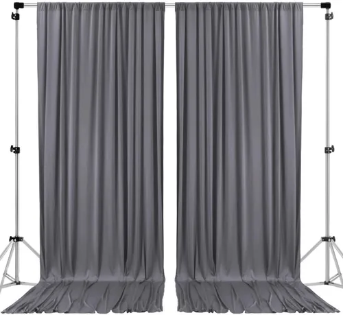Vista 37 de AK TRADING CO. Cortinas de telón de fondo de poliéster beige de 10 x 10 pies con bolsillos para varillas - Cortinas para decoración de ventanas