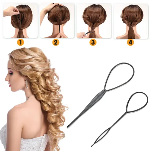 Vista 6 de Juego de 31 piezas para hacer moños para el cabello, juego de accesorios de peinado más completo (negro)