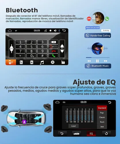 Vista 6 de Estéreo inalámbrico de un solo DIN con CarPlay y Android Auto, pantalla táctil IPS de 23 cm, radio Bluetooth AM/FM de Upriding con cámara