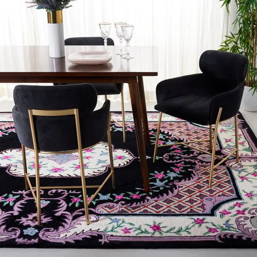 Vista 18 de SAFAVIEH Bellagio Collection - Alfombra decorativa de 2 x 3 pies, azul y rosa, hecha a mano de lana de medallón, ideal para zonas de alto tráfico
