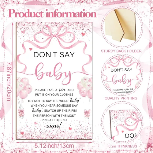 Vista 4 de Patelai Juego de 321 decoraciones de baby shower de lazo rosa 5 juegos incluyen cinta rosa Baby Shower Bingo Word Scramble Descripción El precio