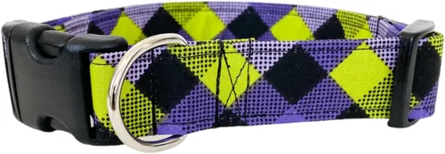 Vista 3 de Halloween Plaid Dog Collar (X-Small)