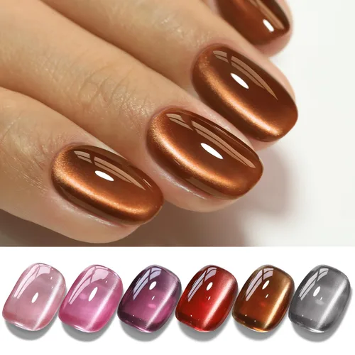 Vista 20 de Double Rhythm Juego de esmaltes de gel de ojo de gato, 6 colores, purpurina brillante con imán, holográfico, reflectante, magnético, UV, kit de arte