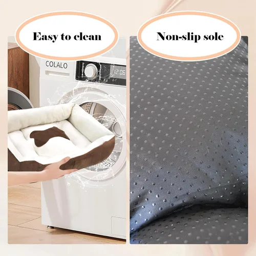 Vista 5 de Camas para perros pequeños, camas rectangulares para gatos de interior, cama lavable de 20 x 15 x 6 pulgadas para mascotas con lateral y parte