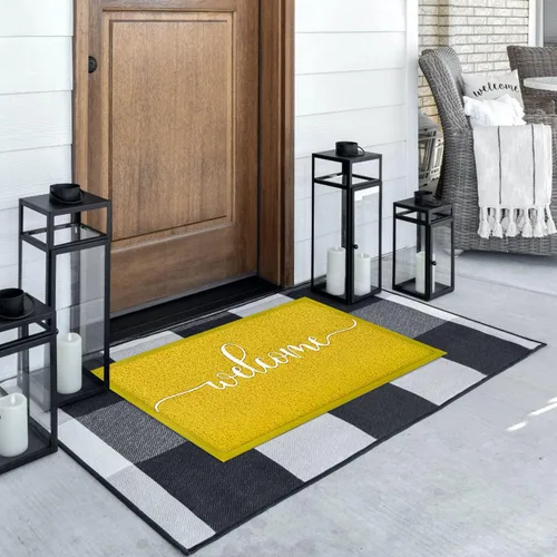 Vista 6 de AAZZKANG Tapete amarillo para puerta delantera e interior, grande, 36 x 24 pulgadas, tapete de goma antideslizante