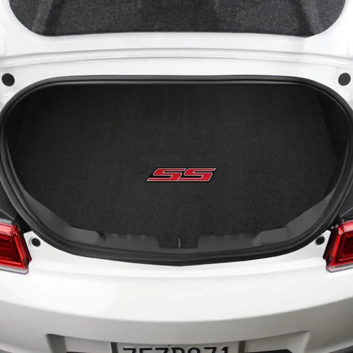 Vista 2 de Lloyd Mats Juego de alfombrillas para maletero de terciopelo de ébano con logotipo SS rojo compatible con Chevy Camaro (2016-ahora)
