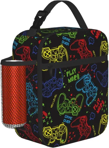 Vista 19 de Lonchera de camuflaje de camuflaje blanco y negro para adolescentes, niñas, niños, hombres y mujeres, bolsa de almuerzo portátil, lonchera aislada
