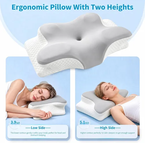 Vista 6 de Almohada cervical cervical para aliviar el dolor, almohada ergonómica