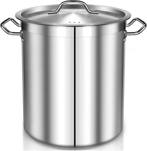 Vista 9 de Olla de 20 cuartos de galón - Olla de acero inoxidable con tapa – Olla de cocina resistente para sopa, guisado, pasta – Uso comercial y doméstico