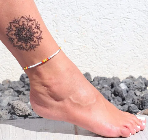 Vista 3 de Boho Anklet, Native American Jewelry, Unique Thin Beaded Ankle Bracelet for Women or Girls, Colorful Bohemian Hippie Beach Waterproof Foot Jewelry