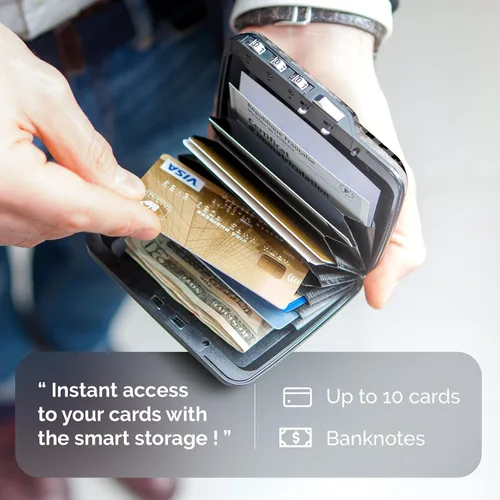 Vista 4 de ÖGON -DESIGNS- The First Pocket Size Vault - Cartera de código de aluminio para tarjetas y billetes, con cerradura con un código de 3 dígitos