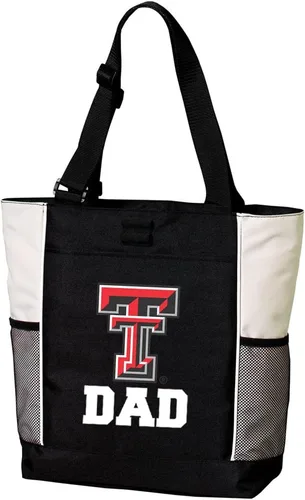 Vista 2 de Broad Bay Official Texas Tech Tote Bag Zippered Carryall Red Raiders Logo, 600D Canvas, Adjustable Handles, Front Pocket, Side Mesh Pockets, Work