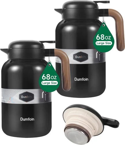 Vista 12 de Jarra térmica de café de 45 onzas, jarras de café aisladas al vacío de acero inoxidable para mantener el calor, dispensador de bebidas de 1.3 litros