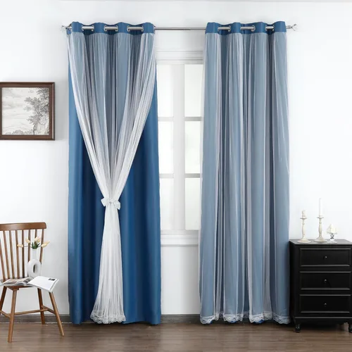 Vista 13 de naturetalk Cortinas opacas del 90% al 95% con transparente aplastado, juego de 2 paneles de cortina, ojales plateados antiguos, rosa bebé, 52