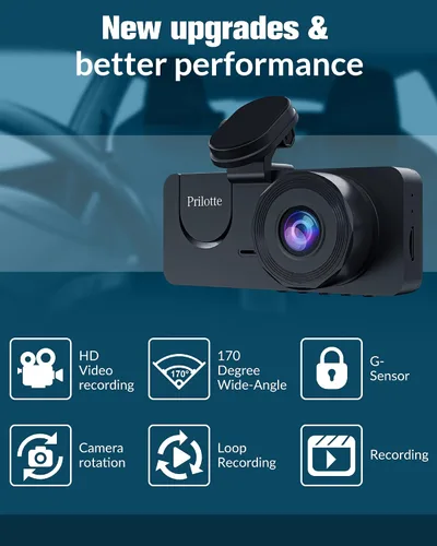 Vista 7 de 3 Channel Dash Cam Front and Rear Inside,1080P Full HD 170 Deg Wide Angle Dashboard Camera with 32GB SD Card,2.0 inch IPS Screen,Built in IR Night