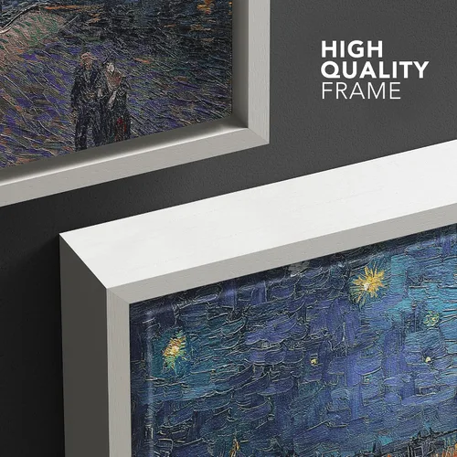 Vista 4 de wall26 Lienzo enmarcado para pared, noche estrellada sobre el Ródano, por el maestro artista Vincent Van Gogh, naturaleza, ilustraciones de área