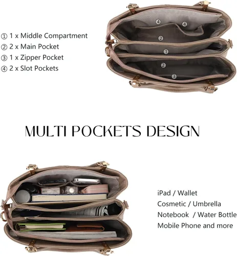 Vista 4 de KouLi Buir Bolsos hobo para mujer, bolsos grandes de piel sintética y bolsos de hombro, bolsos cruzados para mujer, bolso de mano con asa superior
