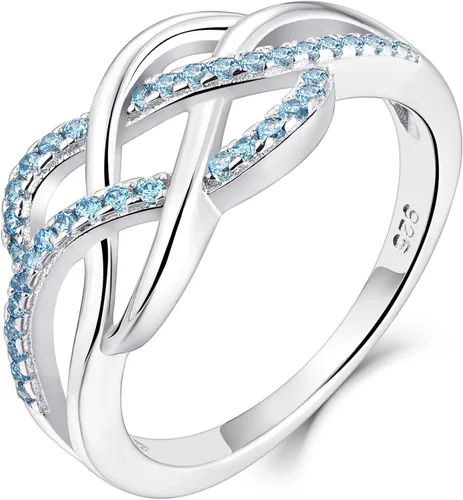 Vista 8 de YL Anillos de nudo celta de plata de ley 925, anillo de nudo torcido, piedra natal, joyería para mujer, talla 5 01-Granate-Enero