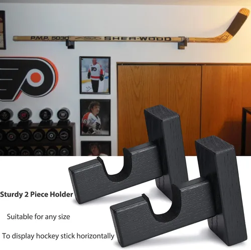 Vista 7 de TOBWOLF - 2 vitrinas de palo de hockey, soporte para colgar palos de hockey, soporte horizontal para palo de hockey de montaje en pared, soporte