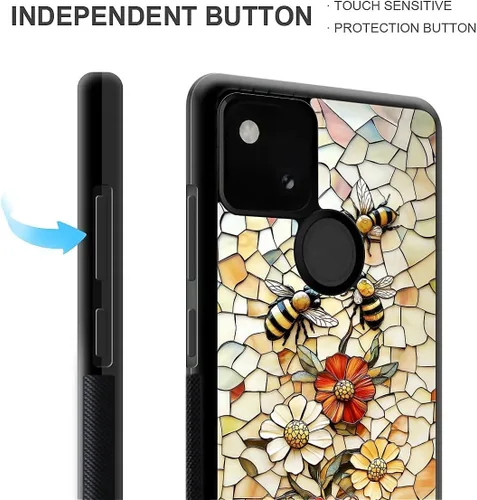 Vista 5 de Compatible con Google Pixel 4A 5G Mobile Case Creative Acrylic Back Panel Silicona Edge Case Slim Protección Especialmente para Google Pixel 4A 5G